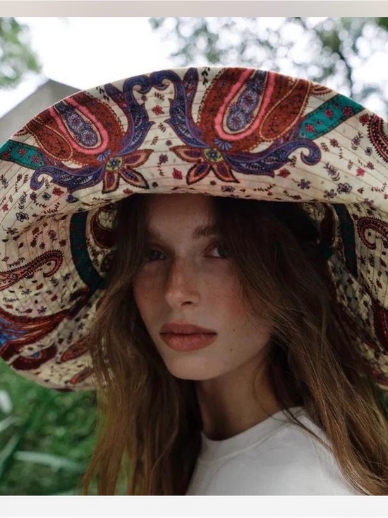 Zara Accessories - Wide-Brim Paisley Sun Hat